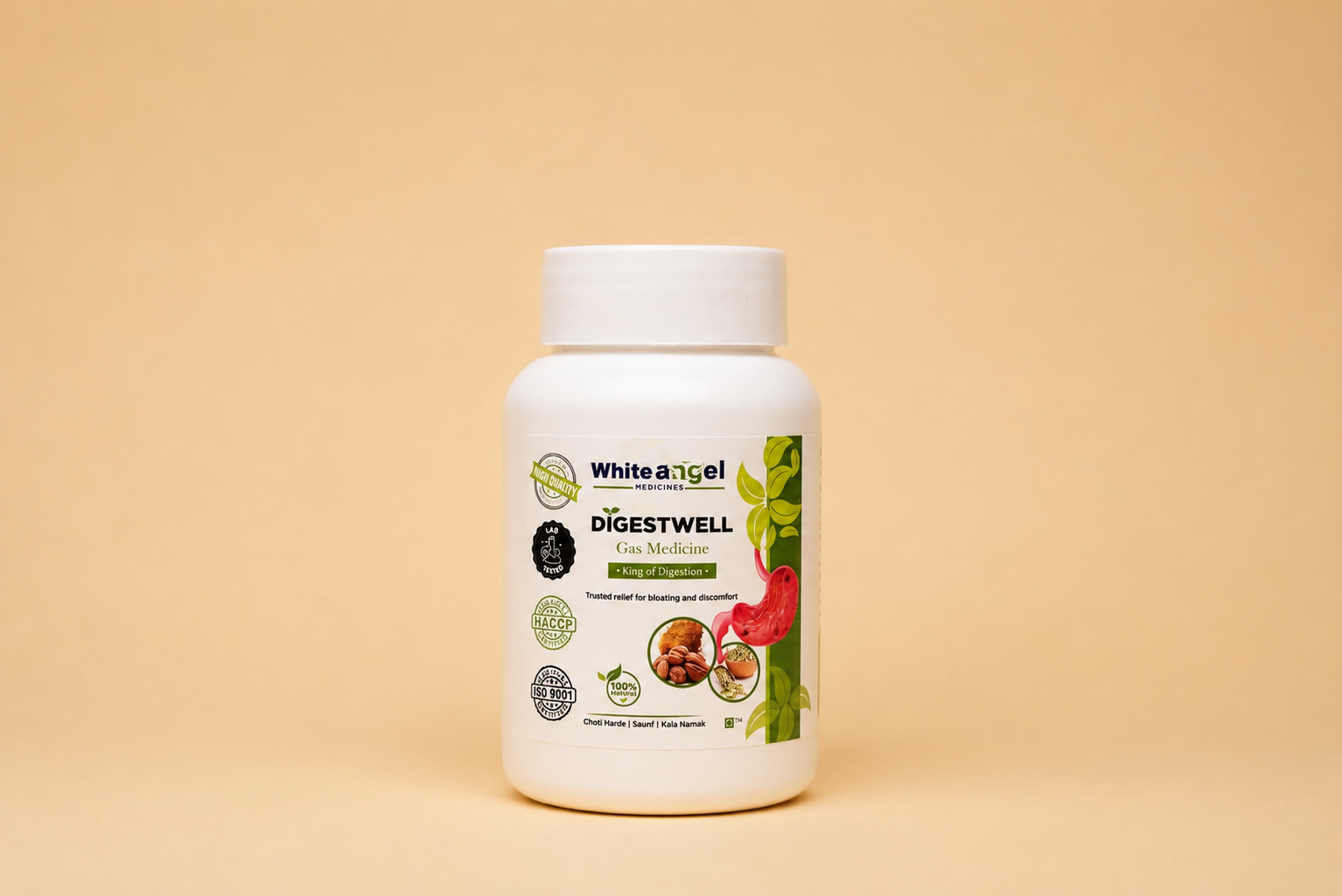 White Angel Digestwell Herbal Digestive Powder | Natural Ayurvedic Digestive Support for Gas, Bloating & Indigestion |